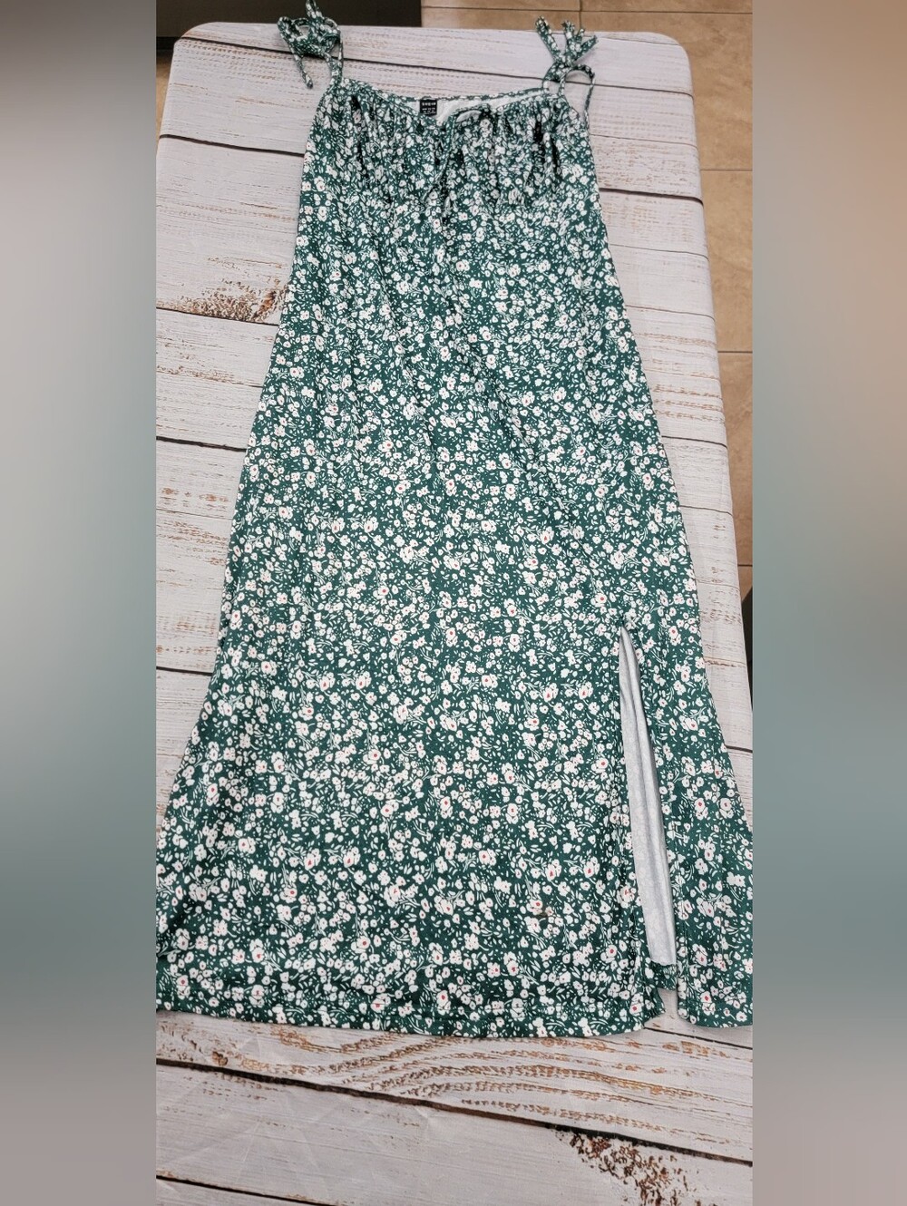 Women’s Green Floral Dress with Side Slit